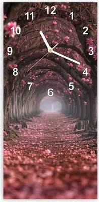 Produktbild von Wanduhr aus Glas mit Motiv Blütenweg- 30 x 60 cm - inkl. Aufhängesystem