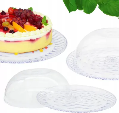 Zdjęcie produktu dla patera z kloszem 34cm na ciasto ciastka owoce taca osłonka z pokrywą