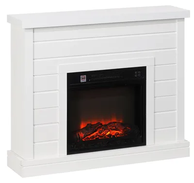 Obrázok produktu pre Elektrický krb s 3D efektom plameňa a časovačom | Farba: biela | Rozmery: 22 x 96,5 x 81,7 cm