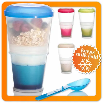 Obrázok produktu pre Šálka müsli 2 Go s chladeným mliekom - modrá