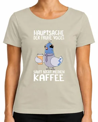 Imagen del producto de "El que madruga no bebe mi café", camiseta para amantes del café, humor de oficina, diseño para mujer, color natural, talla M