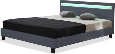 Produktbild von Doppelbett mit LED "Maria" - 160 x 200 cm - Grau