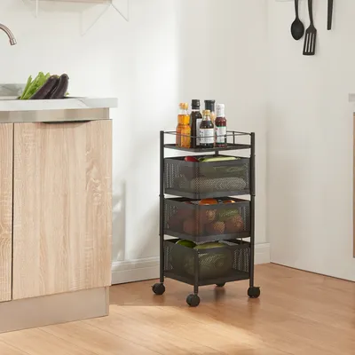 Produktbild von Rollwagen 'Sunndal' Servierwagen mit 3 Ebenen 64,5x27x27cm Schwarz