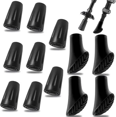 Produktbild von 12 Stück Nordic Walking Stangen Gummi Absorber, Wanderstangen Gummi Absorber, Gummi Absorber für Wanderstangen, Anti-Slip und Anti-Slip Trekking Gummi Pads, Gummi Pads für Asphalt, Wandern und Nässe