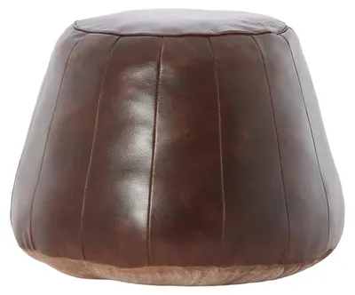Immagine prodotto di Pouf DOVIO in pelle marrone scuro – Ø56x42 cm