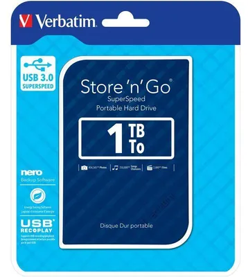 Image de Disque dur externe, Verbatim Store'n'Go, 1 To, USB 3.0, bleu