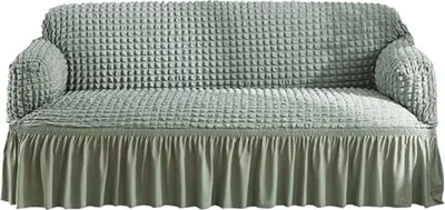 Obrázek produktu pro Potah na pohovku Seersucker se zoomem pro 1-4 místa, lze prát v pračce Chránič pohovky (zelený, 145-185 cm)