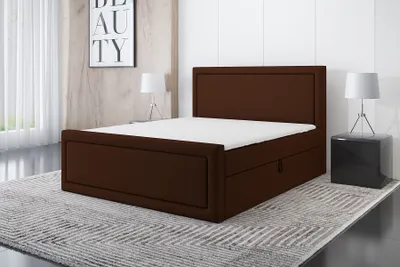 Produktbild von Boxspringbett GERI 160 x 200 mit 2 Bettkästen, Bonell-Matratze und Topper. Farbe: Braun