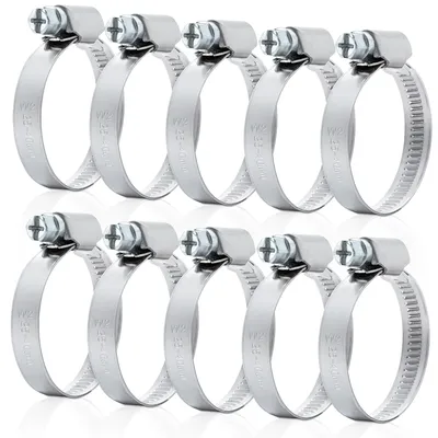 Zdjęcie produktu dla Villkin Zestaw zacisków do węży 25-40 mm - Zestaw 10 | Stal nierdzewna i odporna na korozję | Wszechstronny do basenu, stawu, samochodu i ogrodu