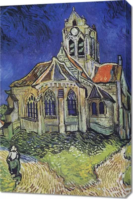 Image de Tableau 60 x 90 cm Église d'Auvers, Van Gogh Vintage pour le salon