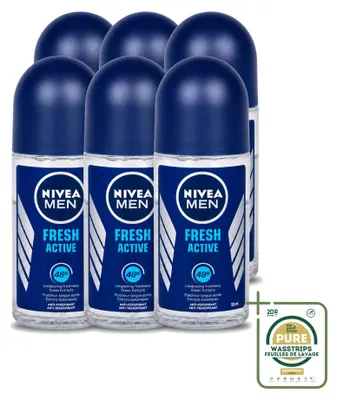 Produktbild von 6 x NIVEA MEN Fresh Active Antitranspirant Roll-On 50 ml - Vorratspackung - 6 Stücke