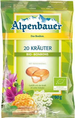 CUKIERKI Z NADZIENIEM O SMAKU ZIOŁOWYM Z MIODEM BIO 90 g - ALPENBAUER