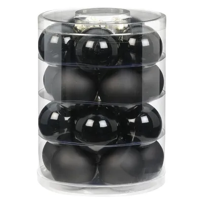 Produktbild von Weihnachtskugeln Glas 6cm, 20 Stück, Farbe:schwarz opal / matt
