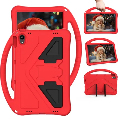 Produktbild von Kinder Hülle für Lenovo Tab P11 TB-J606F/ Tab P11 Plus TB-J616F/J607F, Eva Leichte Stoßfeste Faltbarem Ständer, Kids Griff Schutzhülle Rot