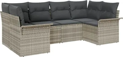 Obrázek produktu pro Sada zahradních pohovek 6 pcs Světle šedá Poly ratan