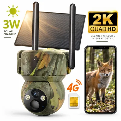 Produktbild von Usogood 4G LTE Solar Wildkamera mit SIM Karte Bewegungsmelder 2K Akku š¹berwachungskamera Aussen Farbnachtsicht PIR Erkennung