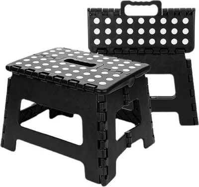 Produktbild von Famanu Klappbare Tragbare Hocker für Kinder und Erwachsene - Inklappbar - Schwarz - 29 x 25 x 22 cm