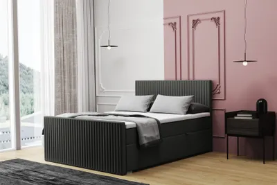 Produktbild von Boxspringbett Schlafzimmerbett MONTY 200x220cm in Stoff Monolith Dunkelgrau