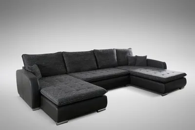 Produktbild von Design Ecksofa U-form Bettfunktion Couch Leder Textil Sofa Neu Wohnlandschaft