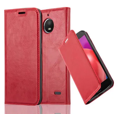 Immagine prodotto di Cadorabo custodia per Motorola MOTO E4 custodia protettiva in rosso custodia per cellulare cover chiusura magnetica