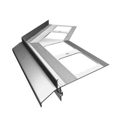 Zdjęcie produktu dla Renoplast Profil okapowy aluminiowy K40, Do posadzki klejonej na tarasy i balkony, Kąt zewnętrzny 135°, Szary
