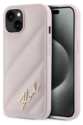 Produktbild von Karl Lagerfeld Diagonal Quilted Script - iPhone 14 / 15 / 13 Hülle (Pink)
