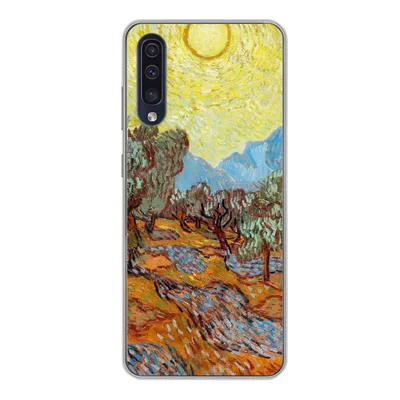 Produktbild von MuchoWow® Handyhülle Schutzhülle Hülle für Samsung Galaxy A50 Olivenbäume mit gelbem Himmel und Sonne - Vincent van Gogh Silikon Softcase Handy Hülle - Mobiltelefonhülle