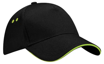 Immagine prodotto di Beechfield - Cappellino "Ultimate" con visiera sandwich per uomo/donna Unisex FK1502 (taglia unica) (nero/lime)