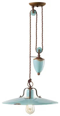 Produktbild von Vintage Land Kronleuchter Eisen und Keramik Licht blau 1 Licht E27