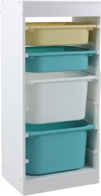 Obrázek produktu pro GINGER HOME Dětská Skříňka s 4 Úložnými Boxy, Bílá, 40.8×30×90.3 cm
