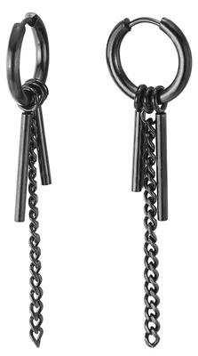 Image de Solidchoice - Boucles d'oreilles en acier inoxydable, noires, à deux cercles