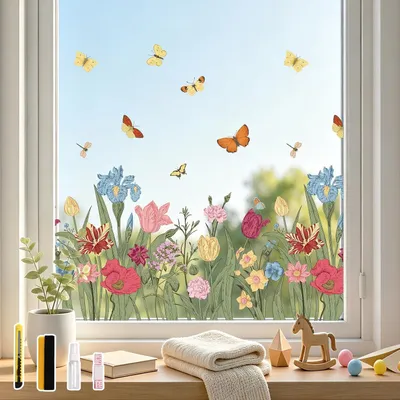 Produktbild von Folie, farbige Blumenwiese, transparent, 44-5 x 200 cm