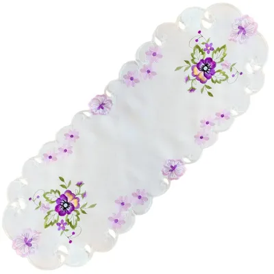 Produktbild von Tischläufer ELKE Stiefmütterchen lila Polyester 30 x 70 cm oval
