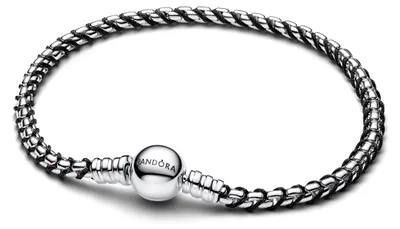 Produktbild von Pandora Armband Schwarze Kordel Kastenkette Silber 593816C02-19 cm