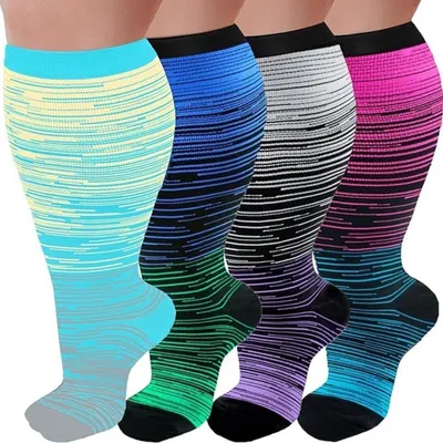 Produktbild von Kompressionsstrümpfe 20–30 mmHg, 4 Paar, 3XL, breite Wade, Damen & Herren