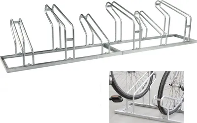 Produktbild von Fahrradständer für 6 Fahrräder höhenversetzt 210 x 45 cm Stahl feuerverzinkt grau 2x3 Bodenparker Reihenparker