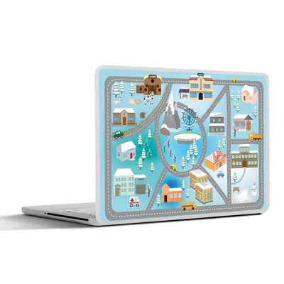 Produktbild von MuchoWow® Laptop Aufkleber Sticker Cover Winter - Gebäude - Kinder - Auto 30x22 cm - Laptop-Sticker