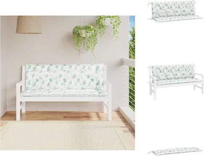Immagine prodotto di vidaXL Cuscini per panca da giardino 2 pz. Tessuto con motivo a foglie 150x50x7 cm - cuscino di seduta