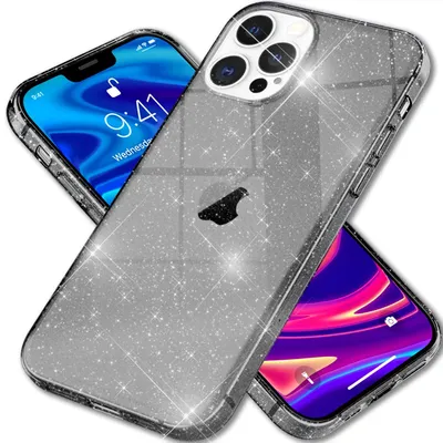 Obrázok produktu pre NALIA Glitter Case pre iPhone 13 Pro, priehľadný kryt na mobilný telefón s trblietkami, čierny