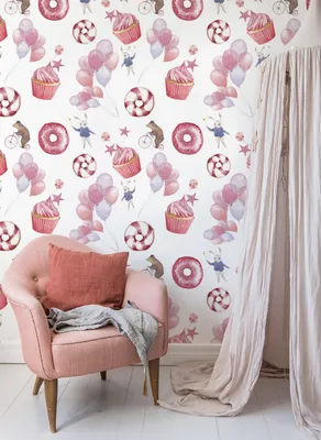 Produktbild von Coloray Fototapete 250x250 cm Latextapete Magicstick - Süße Cupcakes Tiere Ballons Süßigkeiten süß