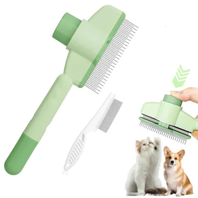 Immagine prodotto di Pettine per pulci gatti - Autopulente - Due lunghezze - Acciaio inossidabile - Per cani, gatti e altri animali domestici