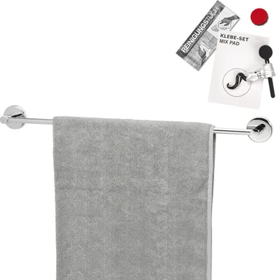 Produktbild von bremermann Bad-Serie LUCENTE - Badetuchstange 60 cm inkl. Klebeset aus Edelstahl verchromt