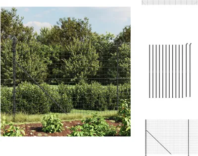 Produktbild von vidaXL Maschendrahtzaun mit Bodenflansch Anthrazit 1,6x25 m -  Zaunfelder