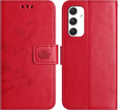 Produktbild von Samsung Galaxy A16 Hülle - Coverup Blumen & Schmetterlinge Klapphülle - Rot