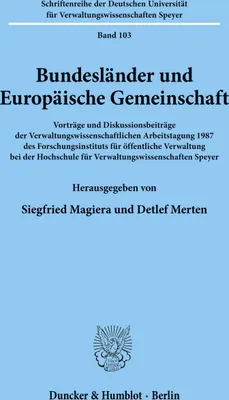Produktbild von Bundesländer und Europäische Gemeinschaft.