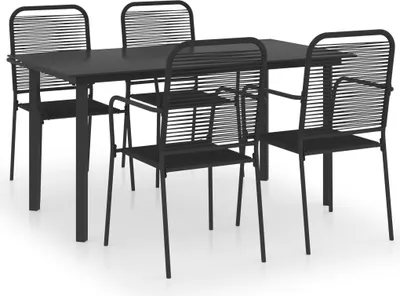 Image de vidaXL Ensemble de jardin 5 pièces noir verre et acier