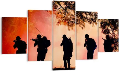 Produktbild von Bild auf Leinwand - Leinwandbild - Soldat Gewehr - 125x70cm - Wand Bild - Wanddeko - Wandbilder - Leinwanddruck - Bilder - Kunstdruck - Wanddekoration - Leinwand bilder - Wandkunst - EA125x70-3977