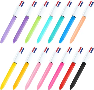 Imagen del producto de Set de bolígrafos, 14 unidades, 4 en 1, punta de 1,0 mm, de varios colores, para uso escolar y de oficina