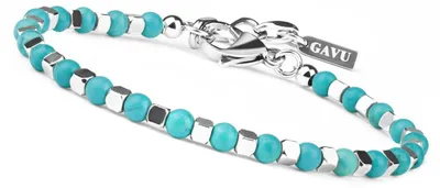 Productafbeelding van Unieke edelsteenarmband met turkies, diameter 4 mm, roestvrij staal, voor dames en heren, energiegevend