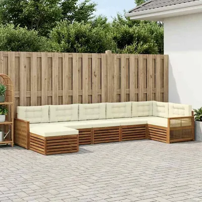 Produktbild von Möbel Outdoor-Sofagarnitur mit Kissen 7 pcs Natur und CremeGartensofas - Gartensofas c1406
